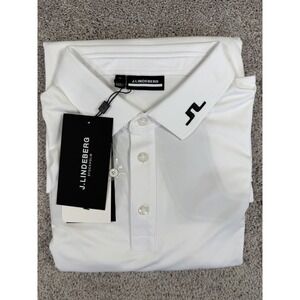 J Lindeberg Men's White Relaxed Polo, Size XXL-US, Quick Wicking & Stretch